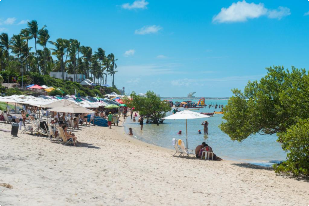 Praia de Muro Alto com piscinas naturais e coqueiros